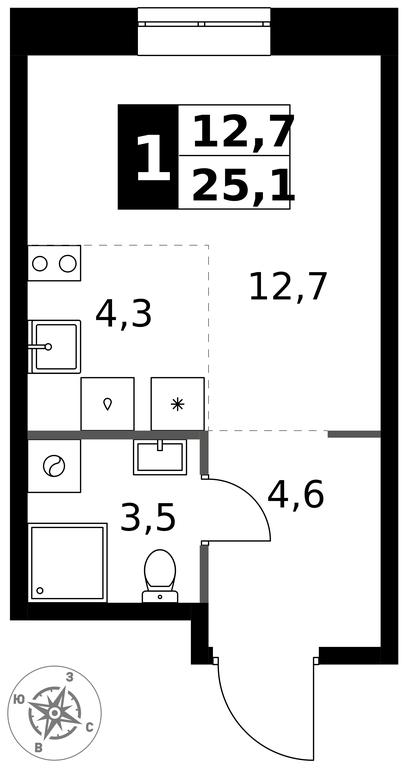 Apartment Sale, 25.1平方米 at 1 Izmajlovskij, Montazhnaya Street, 8с13, Moscow, Russia #1 Apartment Sale, 25.1平方米 at 1 Izmajlovskij, Montazhnaya Street, 8с13, Moscow, Russia #1