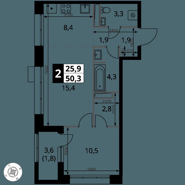 2-BD Apartment Sale, 50.3 sq. m. at 1-y Salarevskiy, Kiyevskoye Highway, Moskovskiy Settlement, Moscow, Russia #2 2-BD Apartment Sale, 50.3 sq. m. at 1-y Salarevskiy, Kiyevskoye Highway, Moskovskiy Settlement, Moscow, Russia #2