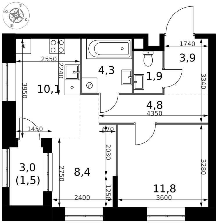 2-BD Apartment Sale, 46.7 sq. m. at 1 Izmajlovskij, Montazhnaya Street, 8с13, Moscow, Russia #2 2-BD Apartment Sale, 46.7 sq. m. at 1 Izmajlovskij, Montazhnaya Street, 8с13, Moscow, Russia #2