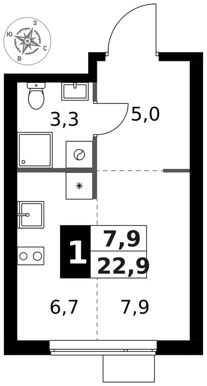 Apartment Sale, 22.9平方米 at 1 Izmajlovskij, Montazhnaya Street, 8с13, Moscow, Russia #1 Apartment Sale, 22.9平方米 at 1 Izmajlovskij, Montazhnaya Street, 8с13, Moscow, Russia #1