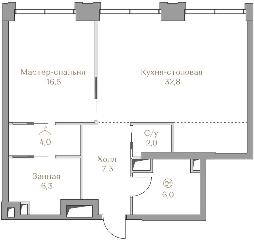 1-BD Apartment Sale, 74.9 sq. m. at Luzhniki Collection, Luzhnetskaya Embankment, 2/4с17, Moscow, Russia #1