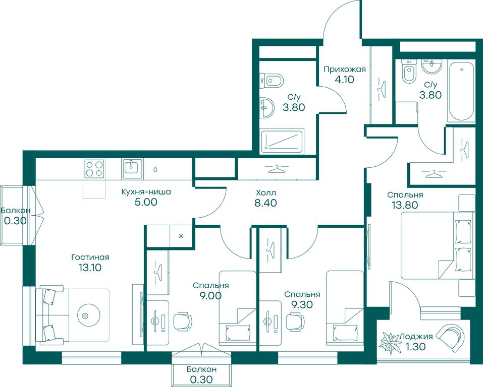 3-BD Apartment Sale, 70.4 sq. m. at Ravnovesie, zhiloy kompleks Ravnovesiye, selo Perkhushkovo, Odintsovskiy City District, Moscow Region, Russia #1 3-BD Apartment Sale, 70.4 sq. m. at Ravnovesie, zhiloy kompleks Ravnovesiye, selo Perkhushkovo, Odintsovskiy City District, Moscow Region, Russia #1