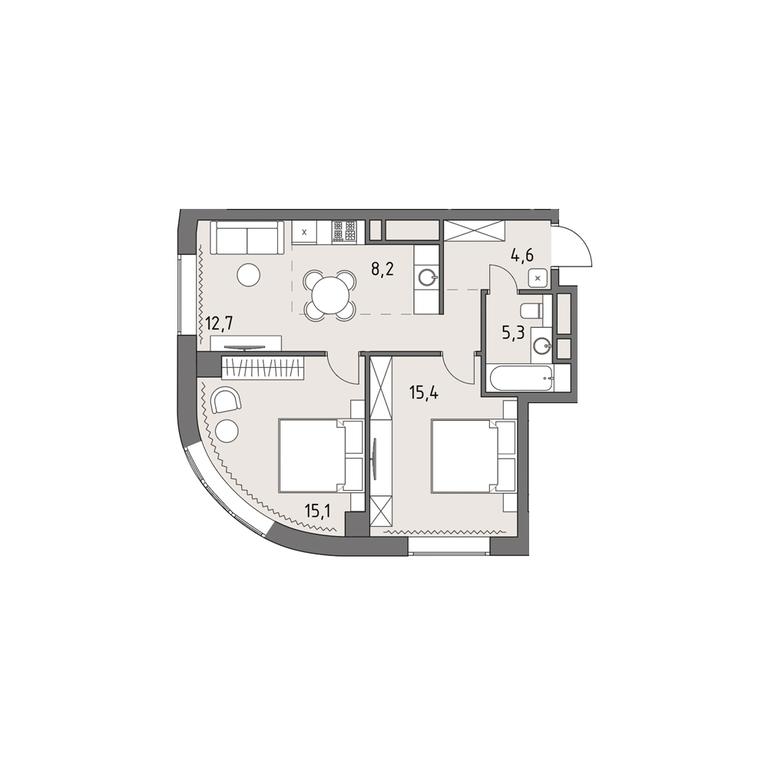 3-BD Apartment Sale, 61.1平方米 at Rodina Park, Vereyskaya Street, 12, Moscow, Russia #1