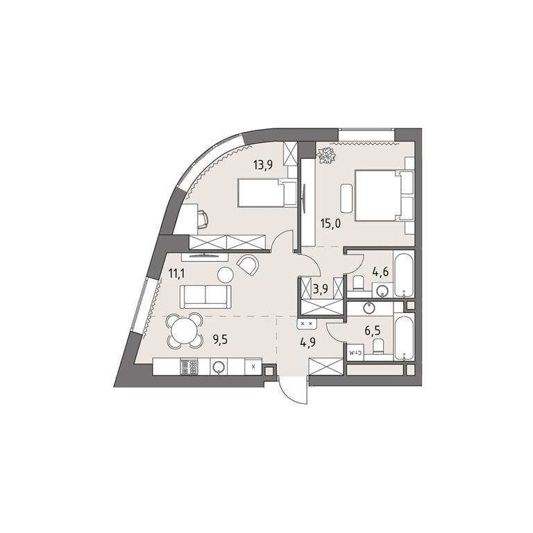 Продажа 3-комн. квартиры, 69,4 м² в ЖК «Родина Парк», Верейская улица, 12, Москва, Россия #1