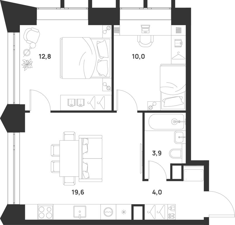 2-BD Apartment Sale, 50.3平方米 at Voice Towers, 1st Grayvoronovsky Drive, Moscow, Russia #1 2-BD Apartment Sale, 50.3平方米 at Voice Towers, 1st Grayvoronovsky Drive, Moscow, Russia #1