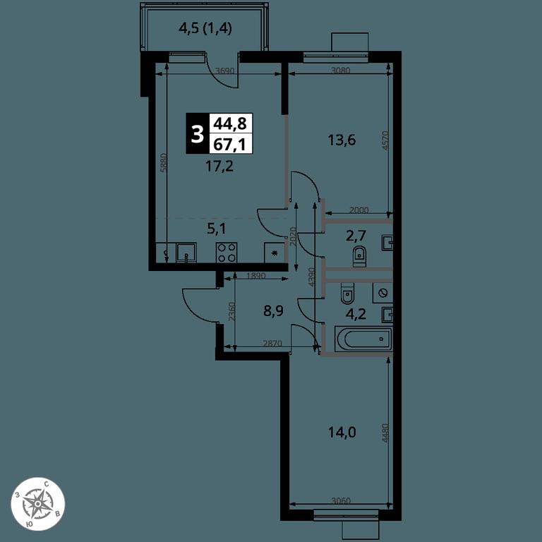 3-BD Apartment Sale, 67.1 sq. m. at 1 Yasenevskij, Kvartal № 24, Mosrentgen Settlement, Moscow, Russia #1 3-BD Apartment Sale, 67.1 sq. m. at 1 Yasenevskij, Kvartal № 24, Mosrentgen Settlement, Moscow, Russia #1
