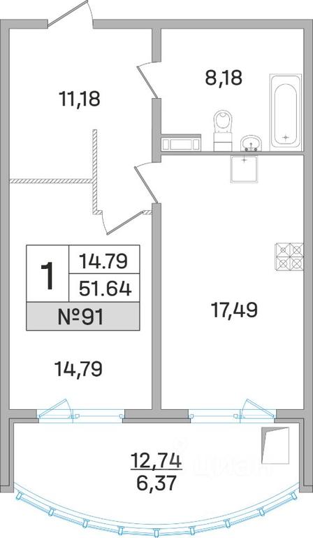 Apartment Sale, 51.3平方米 at Dom-Megalit v Korolyove, Kalinina Street, 11, Korolyov, Moscow Region, Russia #1 Apartment Sale, 51.3平方米 at Dom-Megalit v Korolyove, Kalinina Street, 11, Korolyov, Moscow Region, Russia #1