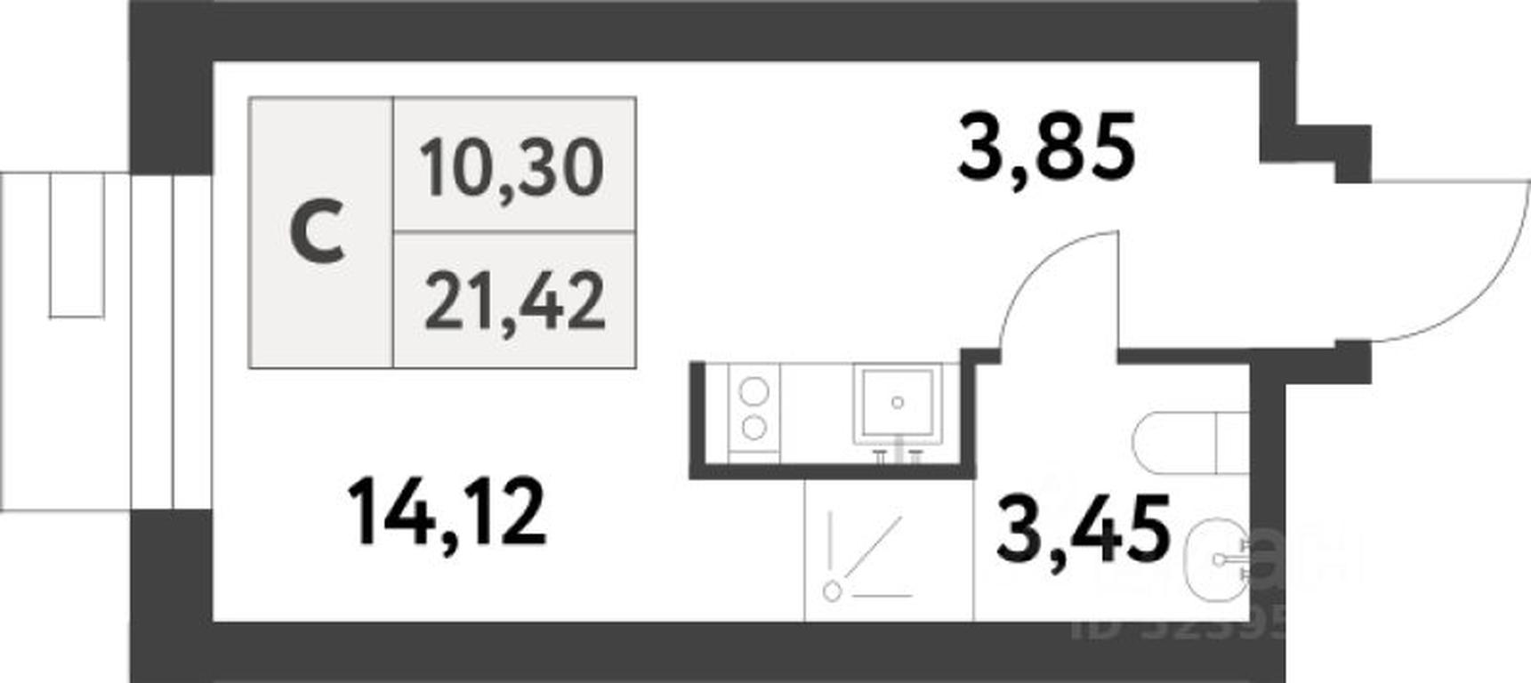 Apartment Sale, 21.4平方米 at Smart Garden (Smart Garden), 5-ya ulitsa Lesnyye Polyany, posyolok Gazoprovod, Kommunarka District, Novomoskovskiy Administrative Okrug, Moscow, Russia #1
