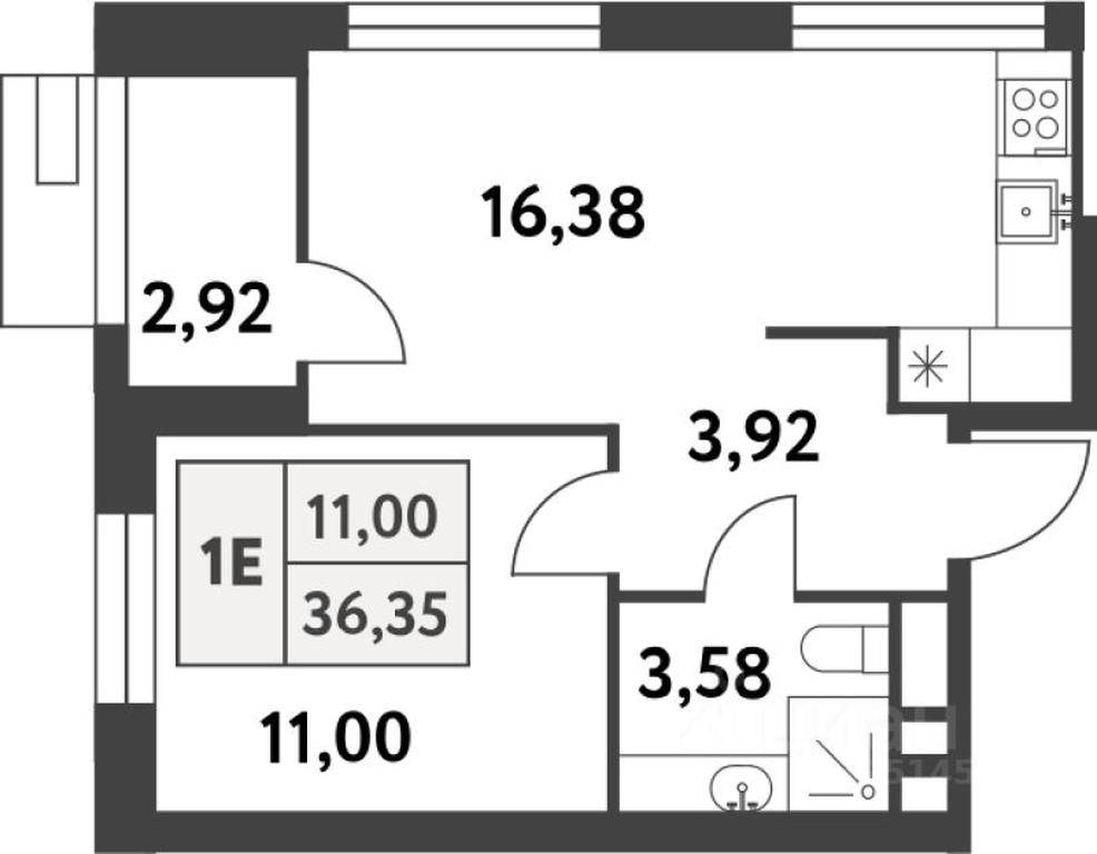 Apartment Sale, 36.3平方米 at Smart Garden (Smart Garden), 5-ya ulitsa Lesnyye Polyany, posyolok Gazoprovod, Kommunarka District, Novomoskovskiy Administrative Okrug, Moscow, Russia #1