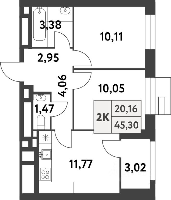 1-BD Apartment Sale, 45.3 sq. m. at Smart Garden (Smart Garden), 5-ya ulitsa Lesnyye Polyany, posyolok Gazoprovod, Kommunarka District, Novomoskovskiy Administrative Okrug, Moscow, Russia #1