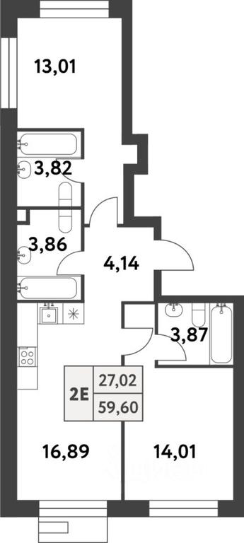 1-BD Apartment Sale, 59.6 sq. m. at Smart Garden (Smart Garden), 5-ya ulitsa Lesnyye Polyany, posyolok Gazoprovod, Kommunarka District, Novomoskovskiy Administrative Okrug, Moscow, Russia #1