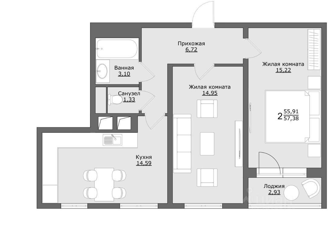 1-BD Apartment Sale, 57.38平方米 at Klever, Gorzhovitskaya ulitsa, Khotkovo, Sergiyevo-Posadskiy Urban District, Moscow Region, Russia #1 1-BD Apartment Sale, 57.38平方米 at Klever, Gorzhovitskaya ulitsa, Khotkovo, Sergiyevo-Posadskiy Urban District, Moscow Region, Russia #1