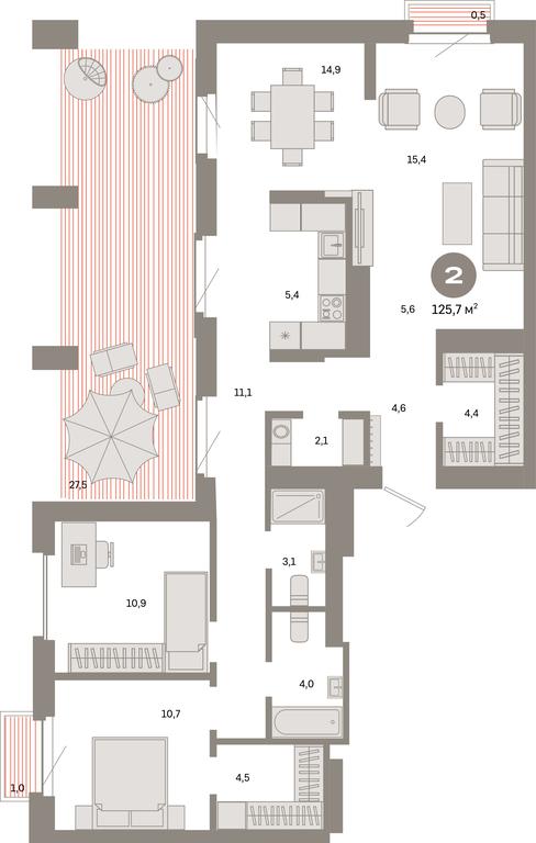 2-BD Apartment Sale, 125.7 sq. m. at Kvartal Metronom, Tagilskaya Street, Moscow, Russia #1