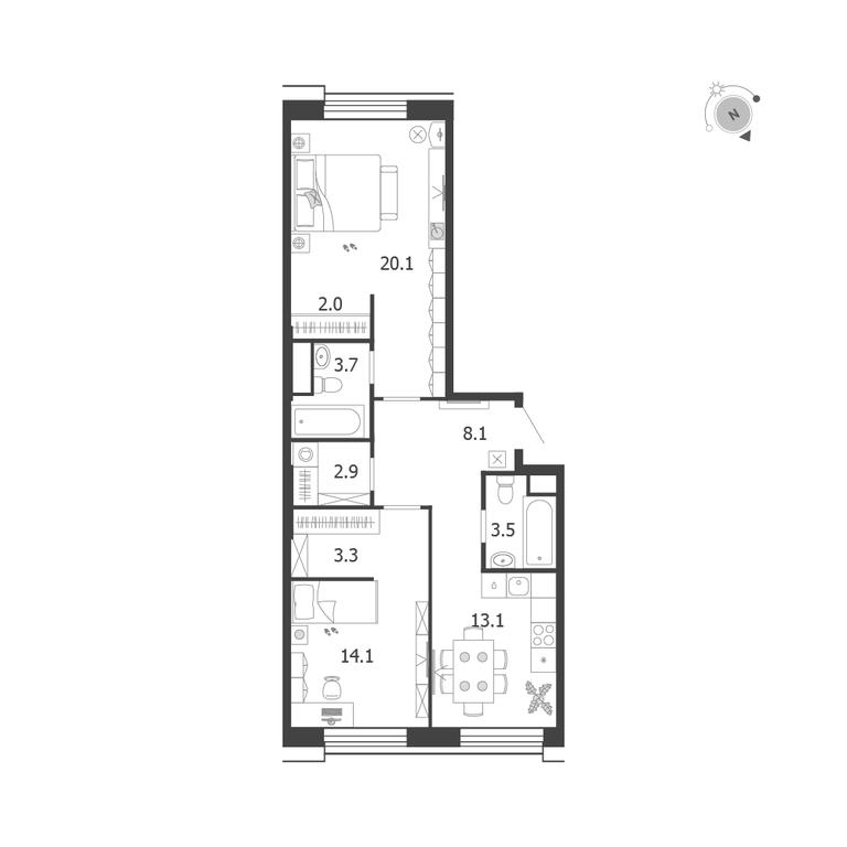 2-BD Apartment Sale, 70.8平方米 at Voxhall, Letnikovskaya Street, 4с2, Moscow, Russia #1 2-BD Apartment Sale, 70.8平方米 at Voxhall, Letnikovskaya Street, 4с2, Moscow, Russia #1