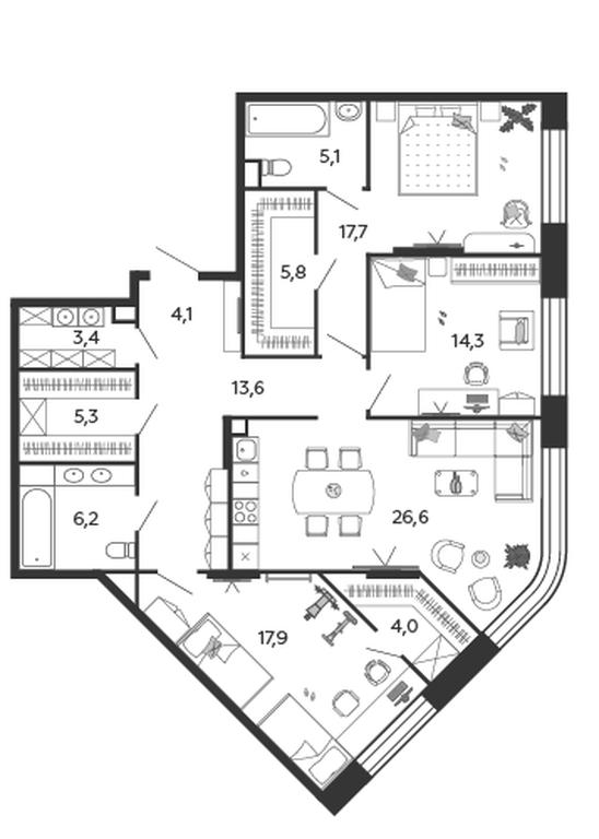 3-BD Apartment Sale, 124 sq. m. at Shagal, Автозаводская улица, 23, Москва, Россия #1 3-BD Apartment Sale, 124 sq. m. at Shagal, Автозаводская улица, 23, Москва, Россия #1