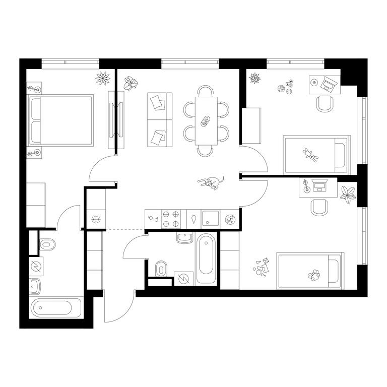 3-BD Apartment Sale, 69.4 sq. m. at Buninskaja naberezhnaja, ZhK Buninskaya Naberezhnaya, Moscow, Russia #1 3-BD Apartment Sale, 69.4 sq. m. at Buninskaja naberezhnaja, ZhK Buninskaya Naberezhnaya, Moscow, Russia #1