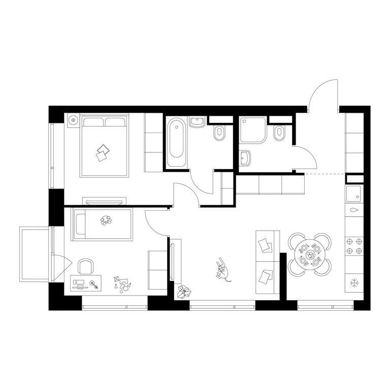 2-BD Apartment Sale, 54.3 sq. m. at Buninskaja naberezhnaja, ZhK Buninskaya Naberezhnaya, Moscow, Russia #1 2-BD Apartment Sale, 54.3 sq. m. at Buninskaja naberezhnaja, ZhK Buninskaya Naberezhnaya, Moscow, Russia #1