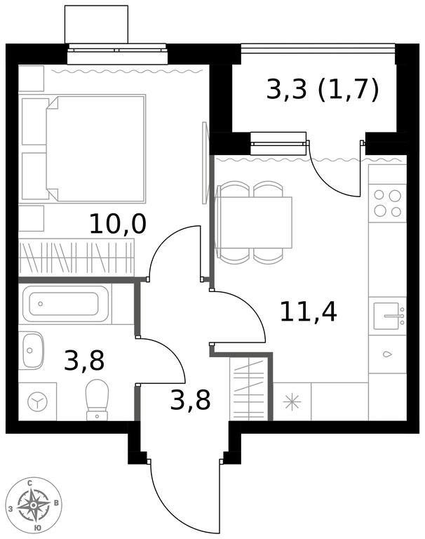 1-BD Apartment Sale, 30.7 sq. m. at 1 Izmajlovskij, Montazhnaya Street, 8с13, Moscow, Russia #1