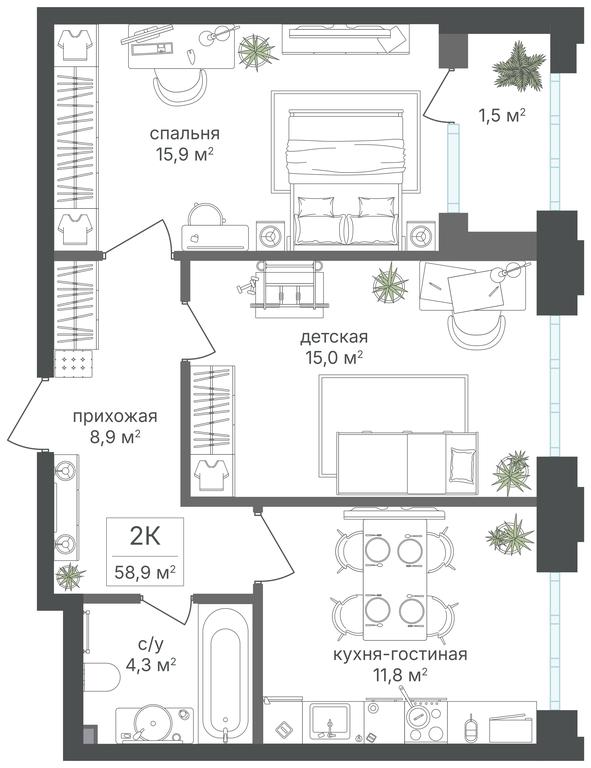 2-BD Apartment Sale, 57.4 sq. m. at Mikhalkovskiy, Mikhalkovskaya Street, 48, Moscow, Russia #1 2-BD Apartment Sale, 57.4 sq. m. at Mikhalkovskiy, Mikhalkovskaya Street, 48, Moscow, Russia #1