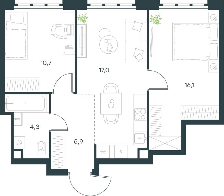1-BD Apartment Sale, 54 sq. m. at Level Yzhnoportovaya, Yuzhnoportovaya Street, 28Ас17, Moscow, Russia #1