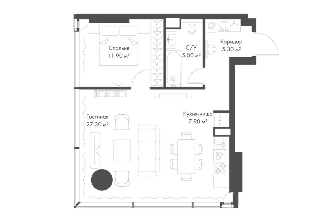 1-BD Apartment Sale, 57.4 sq. m. at Slava, Leningradskiy Avenue, 8с10, Moscow, Russia #1