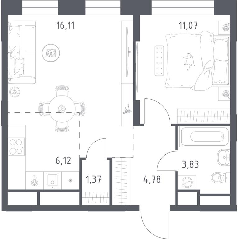 Apartment Sale, 43.28 sq. m. at Novograd Pavlino, Kosinskoye shosse, 2, Novoye Pavlino Microdistrict, Balashikha, Moscow Region, Russia #1
