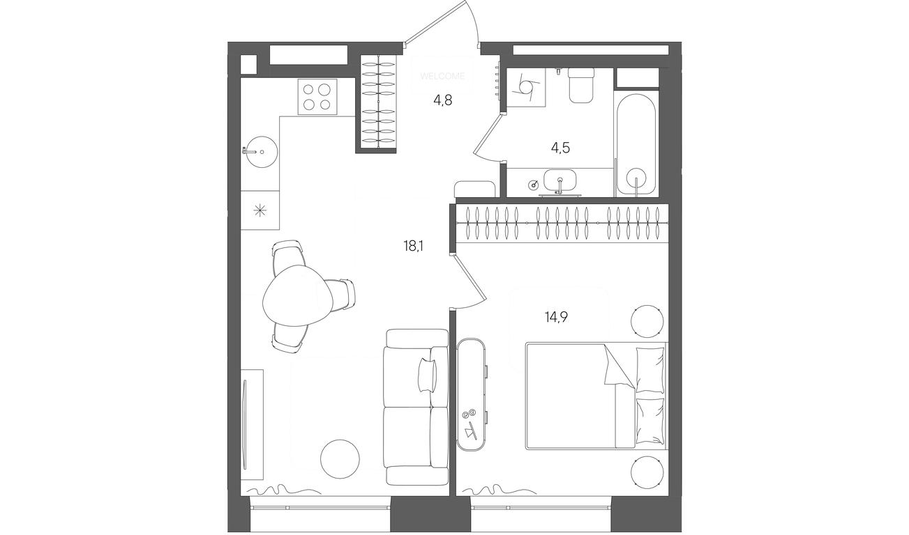 1-BD Apartment Sale, 42.3平方米 at Rise, ZhK Stoun Rays, Lefortovo District, Yugo-Vostochniy Administrative Okrug, Moscow, Russia #1 1-BD Apartment Sale, 42.3平方米 at Rise, ZhK Stoun Rays, Lefortovo District, Yugo-Vostochniy Administrative Okrug, Moscow, Russia #1