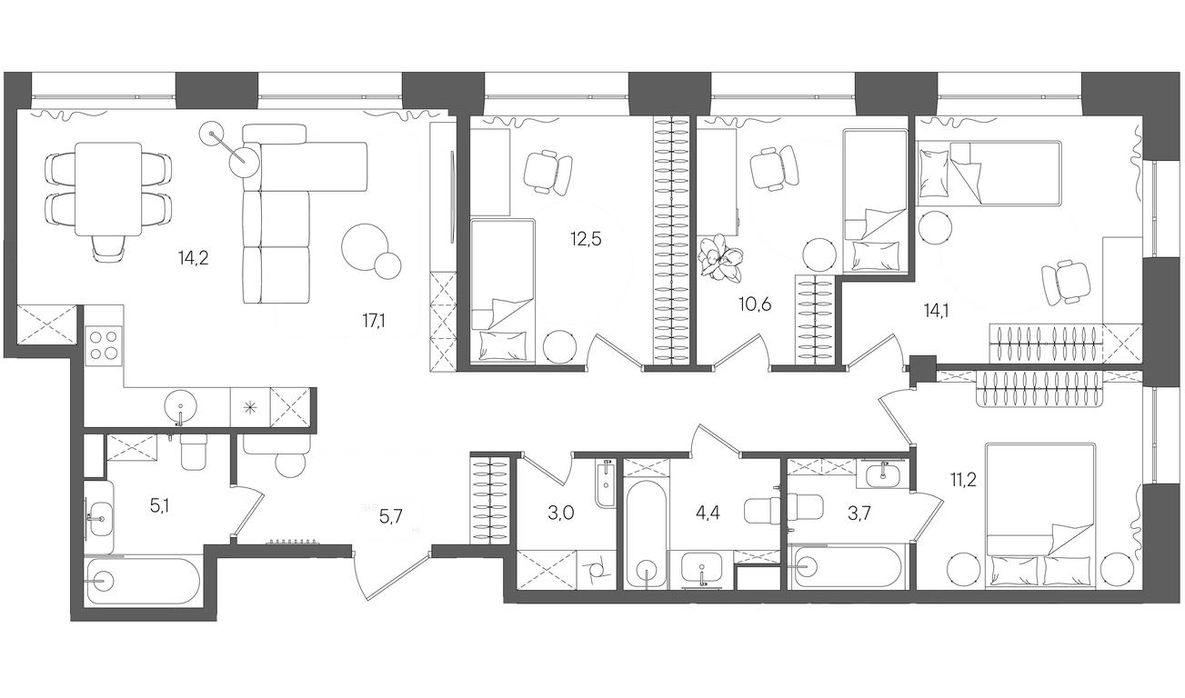 4-BD Apartment Sale, 109.8平方米 at Rise, ZhK Stoun Rays, Lefortovo District, Yugo-Vostochniy Administrative Okrug, Moscow, Russia #1 4-BD Apartment Sale, 109.8平方米 at Rise, ZhK Stoun Rays, Lefortovo District, Yugo-Vostochniy Administrative Okrug, Moscow, Russia #1