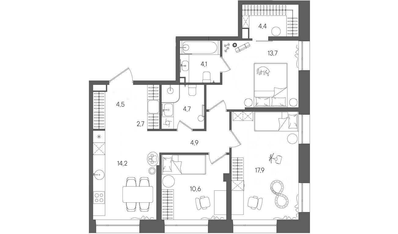 3-BD Apartment Sale, 81.7 sq. m. at Rise, ZhK Stoun Rays, Lefortovo District, Yugo-Vostochniy Administrative Okrug, Moscow, Russia #1 3-BD Apartment Sale, 81.7 sq. m. at Rise, ZhK Stoun Rays, Lefortovo District, Yugo-Vostochniy Administrative Okrug, Moscow, Russia #1