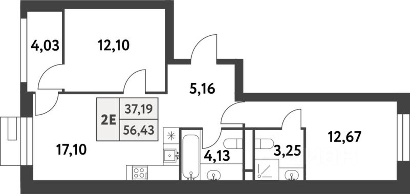 1-BD Apartment Sale, 56.4 sq. m. at Smart Garden (Smart Garden), 5-ya ulitsa Lesnyye Polyany, posyolok Gazoprovod, Kommunarka District, Novomoskovskiy Administrative Okrug, Moscow, Russia #1