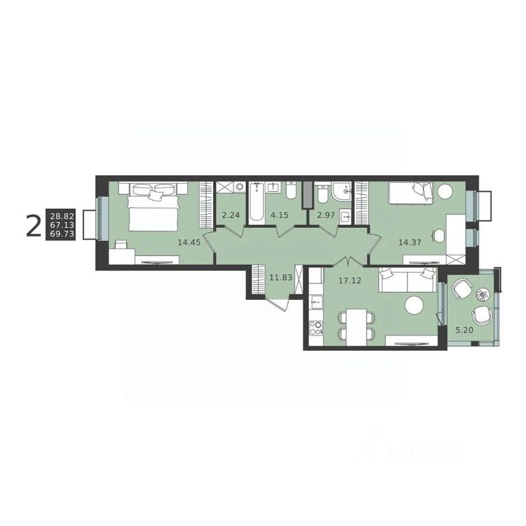 1-BD Apartment Sale, 69.73 sq. m. at Mishino-2, Ozyornaya Street, Khimki, Moscow Region, Russia #1 1-BD Apartment Sale, 69.73 sq. m. at Mishino-2, Ozyornaya Street, Khimki, Moscow Region, Russia #1