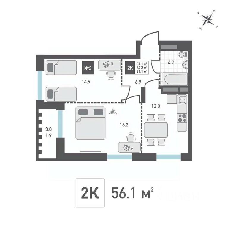 1-BD Apartment Sale, 56.1平方米 at Zelenograd Rivera, ulitsa Lyotchika Polagushina, Zelenograd, Moscow, Russia #1 1-BD Apartment Sale, 56.1平方米 at Zelenograd Rivera, ulitsa Lyotchika Polagushina, Zelenograd, Moscow, Russia #1