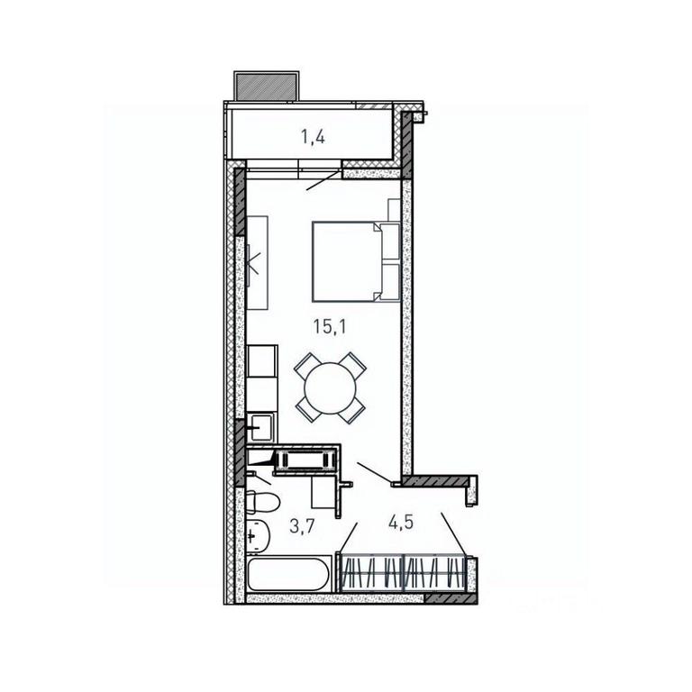 Apartment Sale, 24.7 sq. m. at Kvartal Svetly, ulitsa Tvardovskogo, Balashikha, Moscow Region, Russia #1