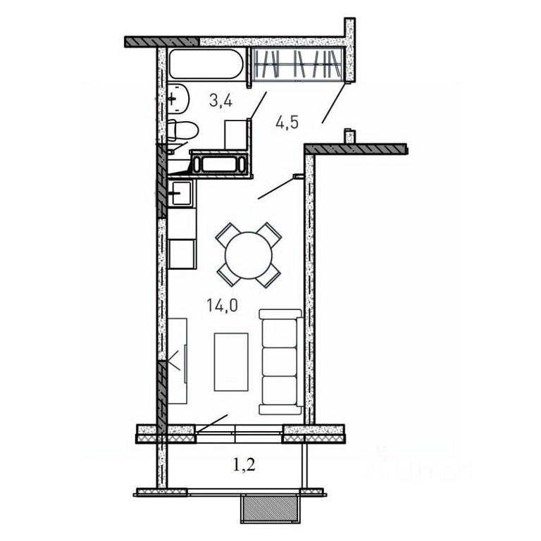 Apartment Sale, 23.1 sq. m. at Kvartal Svetly, ulitsa Tvardovskogo, Balashikha, Moscow Region, Russia #1