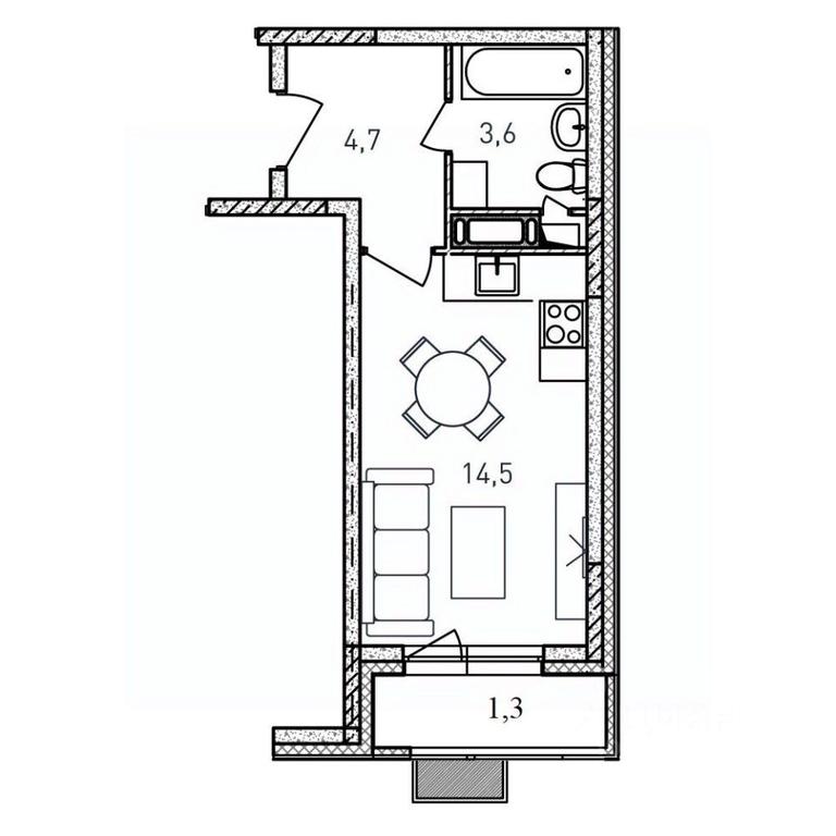Apartment Sale, 24.1 sq. m. at Kvartal Svetly, ulitsa Tvardovskogo, Balashikha, Moscow Region, Russia #1