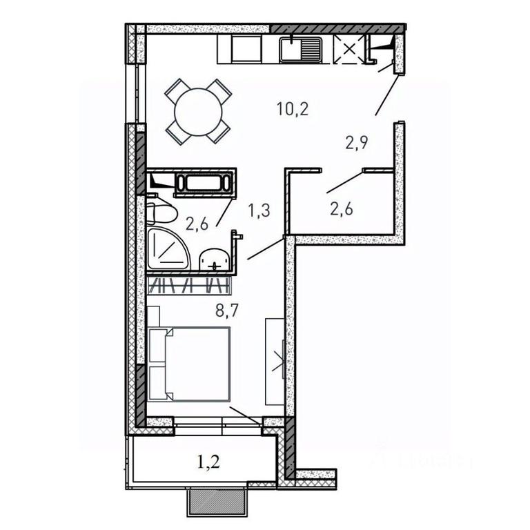 Apartment Sale, 29.5 sq. m. at Kvartal Svetly, ulitsa Tvardovskogo, Balashikha, Moscow Region, Russia #1
