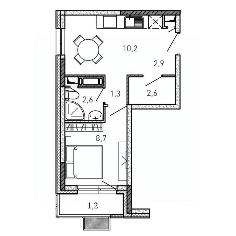 Apartment Sale, 29.5 sq. m. at Kvartal Svetly, ulitsa Tvardovskogo, Balashikha, Moscow Region, Russia #1