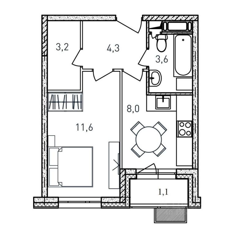 Apartment Sale, 31.8 sq. m. at Kvartal Svetly, ulitsa Tvardovskogo, Balashikha, Moscow Region, Russia #1