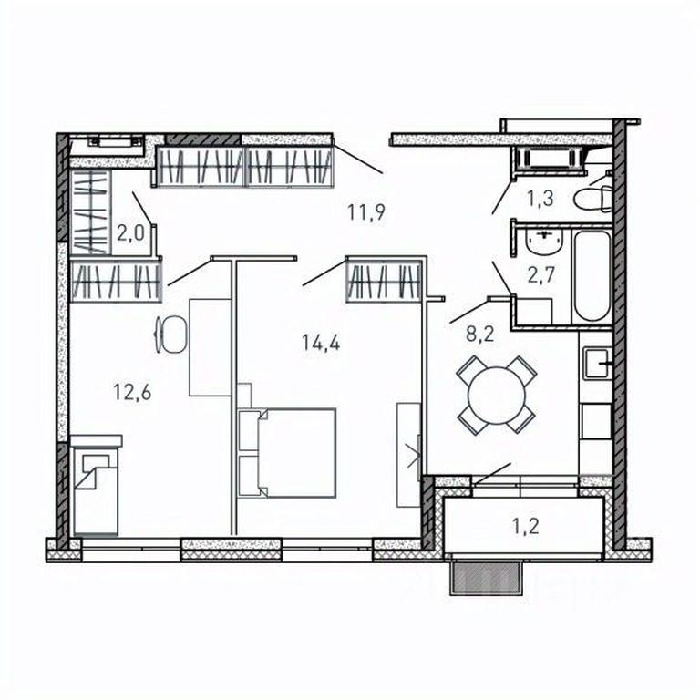 1-BD Apartment Sale, 54.3 sq. m. at Kvartal Svetly, ulitsa Tvardovskogo, Balashikha, Moscow Region, Russia #1