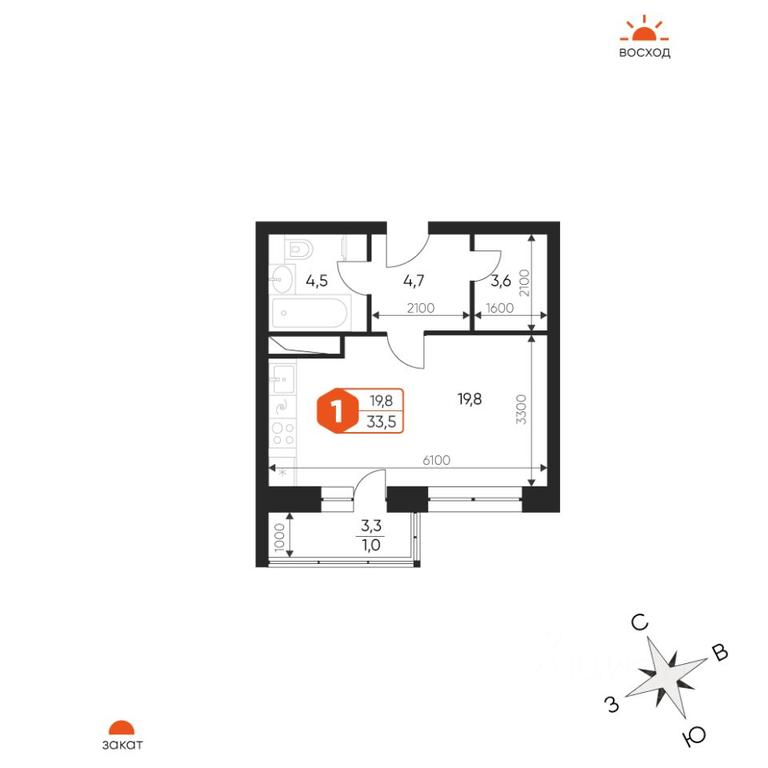 Apartment Sale, 33.5平方米 at Ideal, Proyektnaya ulitsa, Gagarina Microdistrict, Balashikha, Moscow Region, Russia #1 Apartment Sale, 33.5平方米 at Ideal, Proyektnaya ulitsa, Gagarina Microdistrict, Balashikha, Moscow Region, Russia #1