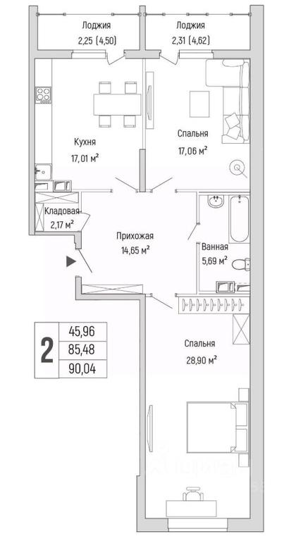 1-BD Apartment Sale, 90.04平方米 at Бузланово, Krasnogorsk Urban District, Moscow Region, Russia #1