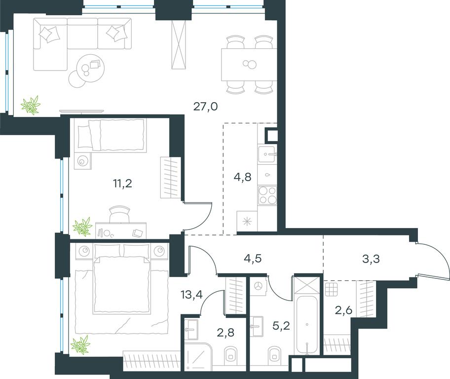 2-BD Apartment Sale, 74.8 sq. m. at Level Zvenigorodskaya, 3rd Silikatny Drive, 6к1, Moscow, Russia #1 2-BD Apartment Sale, 74.8 sq. m. at Level Zvenigorodskaya, 3rd Silikatny Drive, 6к1, Moscow, Russia #1