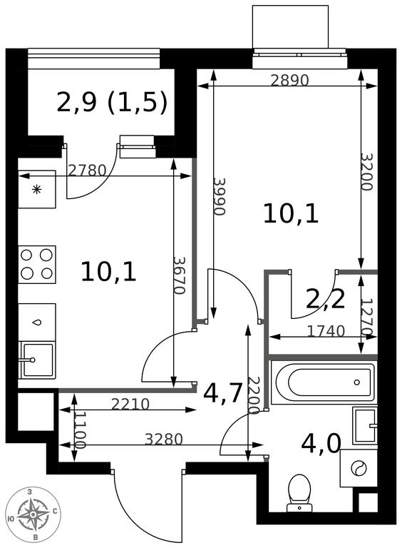 1-BD Apartment Sale, 32.6平方米 at 1 Izmajlovskij, Montazhnaya Street, 8с13, Moscow, Russia #2