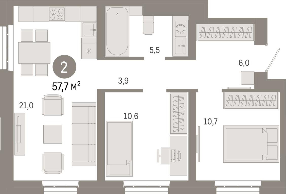 2-BD Apartment Sale, 57.7 sq. m. at Kvartal Metronom, Tagilskaya Street, Moscow, Russia #1 2-BD Apartment Sale, 57.7 sq. m. at Kvartal Metronom, Tagilskaya Street, Moscow, Russia #1