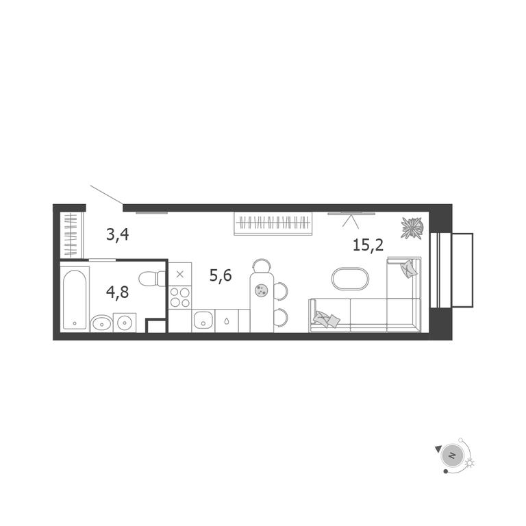 1-BD Apartment Sale, 28.2平方米 at Shagal, Автозаводская улица, 23, Москва, Россия #1