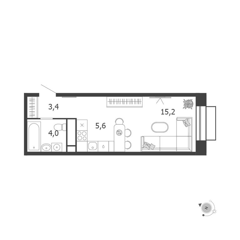 1-BD Apartment Sale, 28.2平方米 at Shagal, Автозаводская улица, 23, Москва, Россия #2