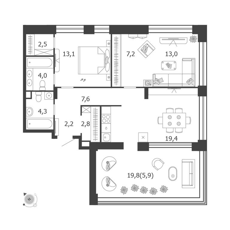 2-BD Apartment Sale, 82 sq. m. at Shagal, Автозаводская улица, 23, Москва, Россия #1