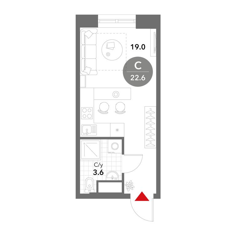 Apartment Sale, 22.6平方米 at Voxhall, Letnikovskaya Street, 4с2, Moscow, Russia #1