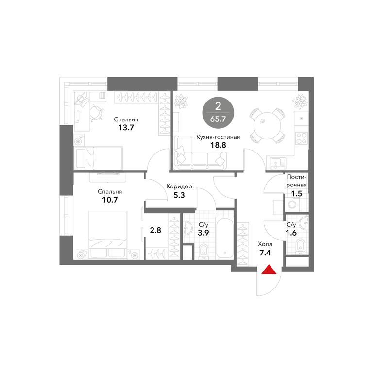 2-BD Apartment Sale, 65.2平方米 at Voxhall, Letnikovskaya Street, 4с2, Moscow, Russia #1 2-BD Apartment Sale, 65.2平方米 at Voxhall, Letnikovskaya Street, 4с2, Moscow, Russia #1