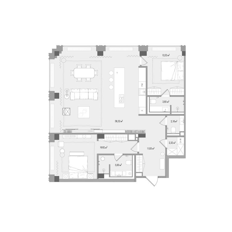 Продажа 2-комн. квартиры, 118,46 м² в ЖК «Клубный дом Forum (Клубный дом Форум)», Садовая-Сухаревская улица, Москва, Россия #1